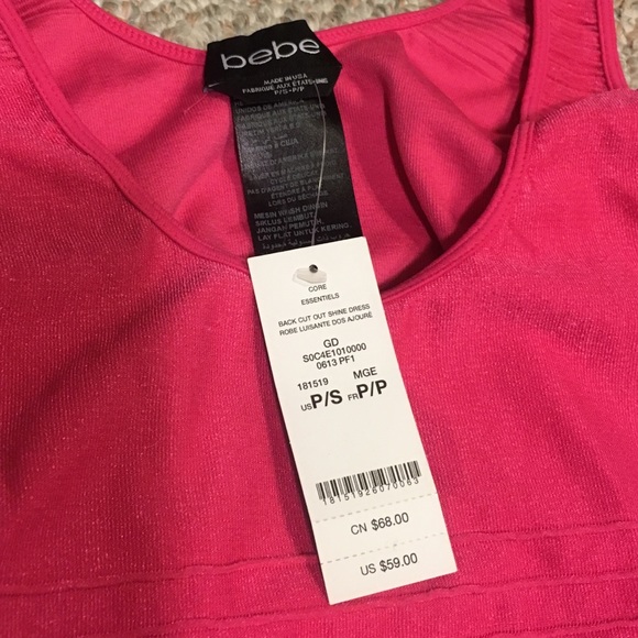 SOLD Bebe Hot pink magenta back cut out shine dres - Picture 5 of 7